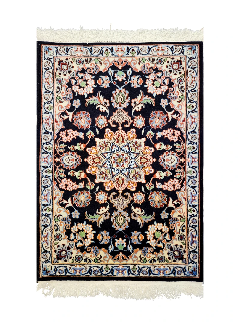 Nain rug navy Persian mat rug